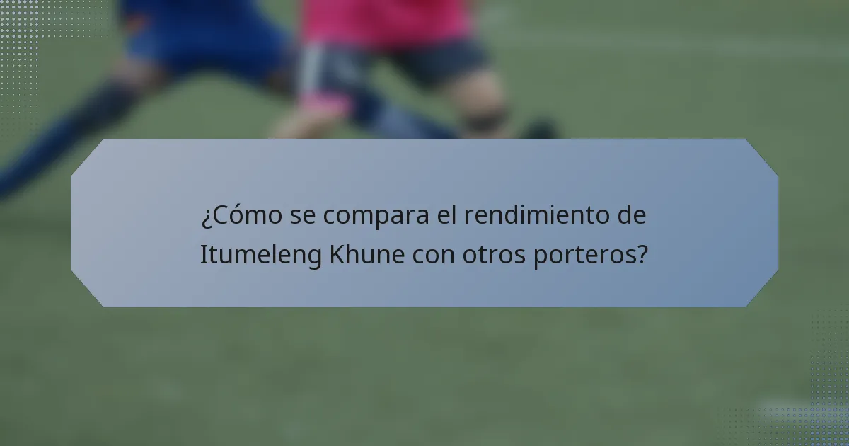 ¿Cómo se compara el rendimiento de Itumeleng Khune con otros porteros?