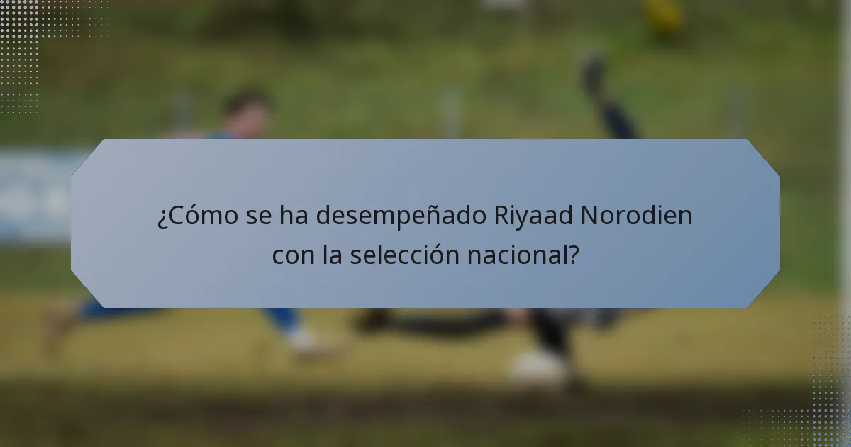 ¿Cómo se ha desempeñado Riyaad Norodien con la selección nacional?
