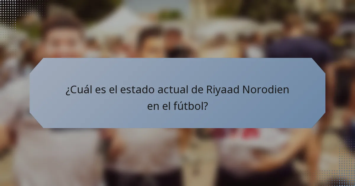 ¿Cuál es el estado actual de Riyaad Norodien en el fútbol?