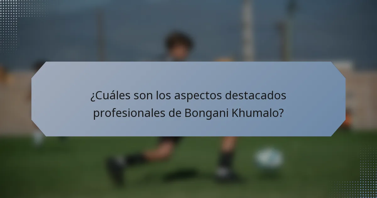 ¿Cuáles son los aspectos destacados profesionales de Bongani Khumalo?