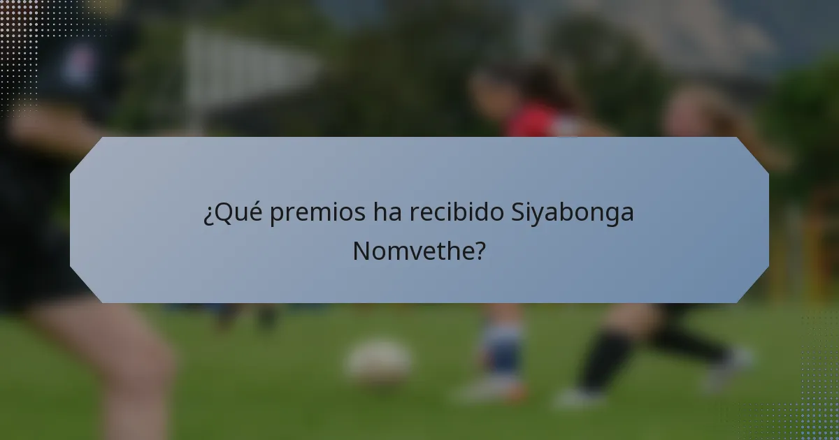 ¿Qué premios ha recibido Siyabonga Nomvethe?